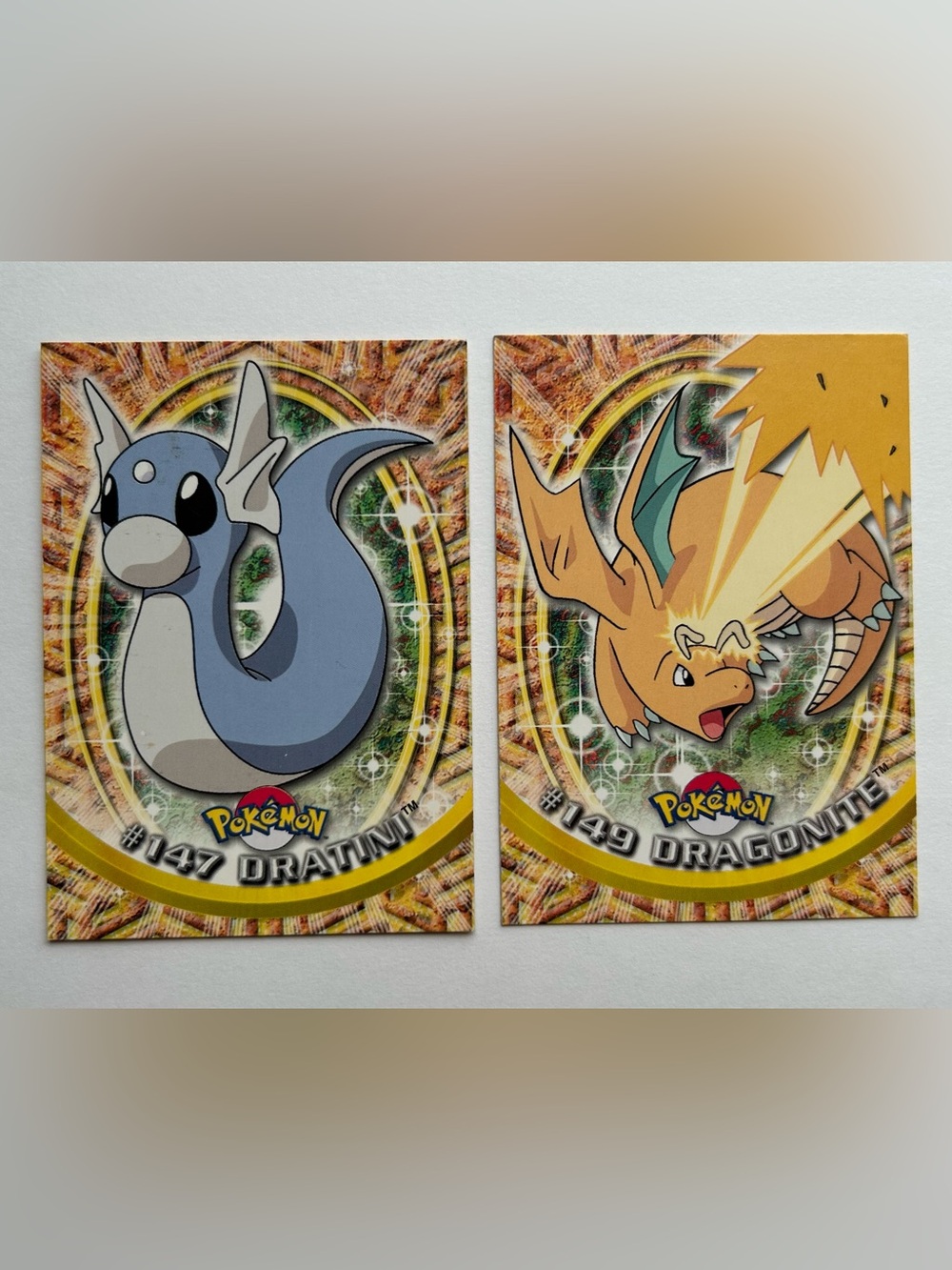 Vintage Pokémon Topps Dratini and Dragonite